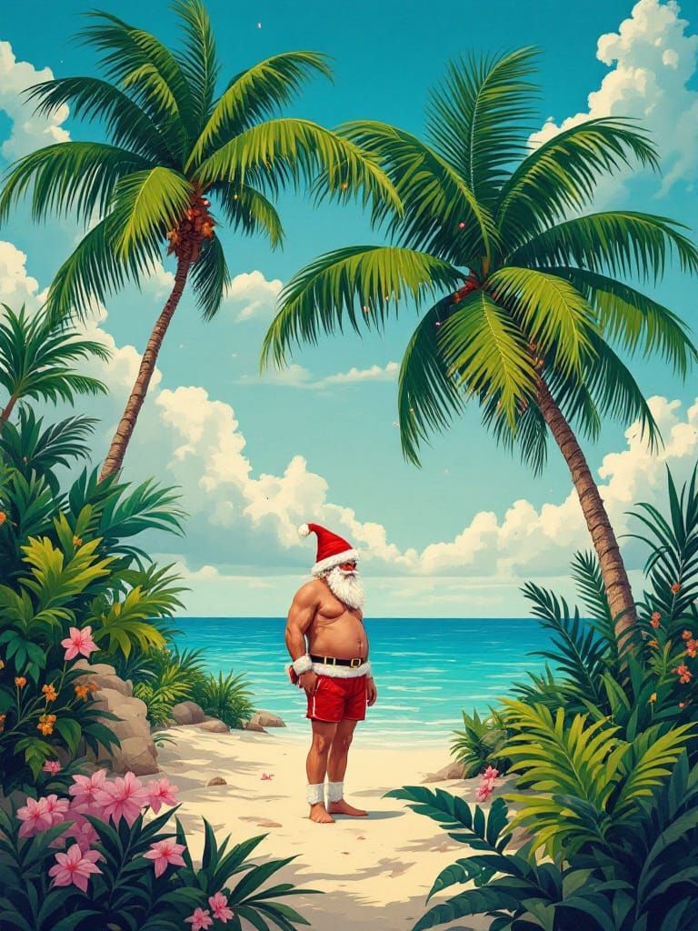 Surreal Christmas in Miami: Santa Meets Palm Trees