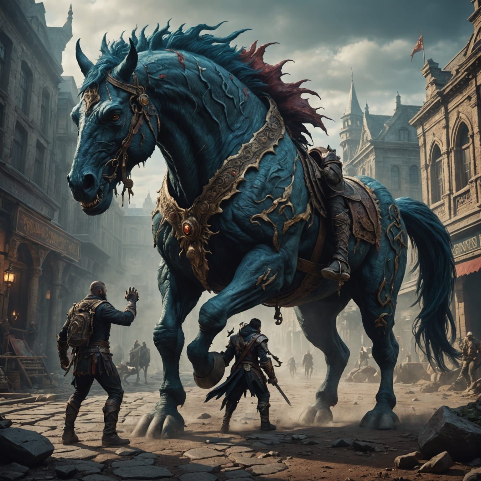 Monster Horse Hybrid Rampages: Fantasy Concept Art