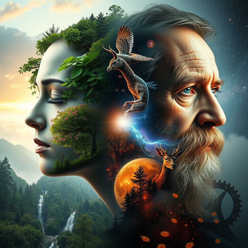 Surreal Portrait: Mother Earth and Father Time