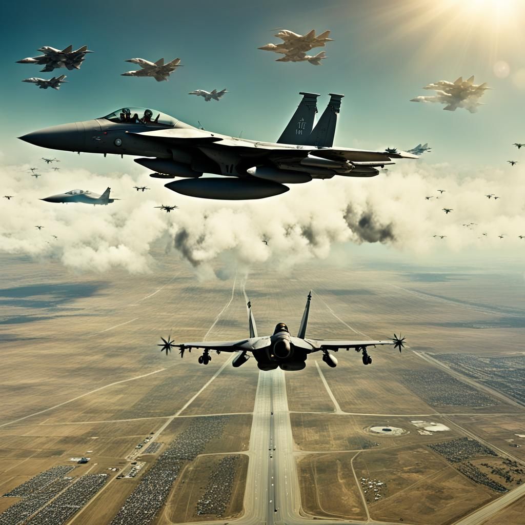 Fighter Jets Perform Acrobatics with Nuclear Backdrop