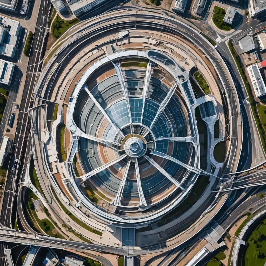Modern Railway Station Exterior with Glass and Steel