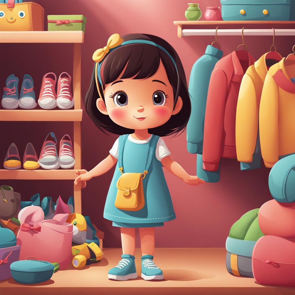 Cartoon Girl Getting Dressed