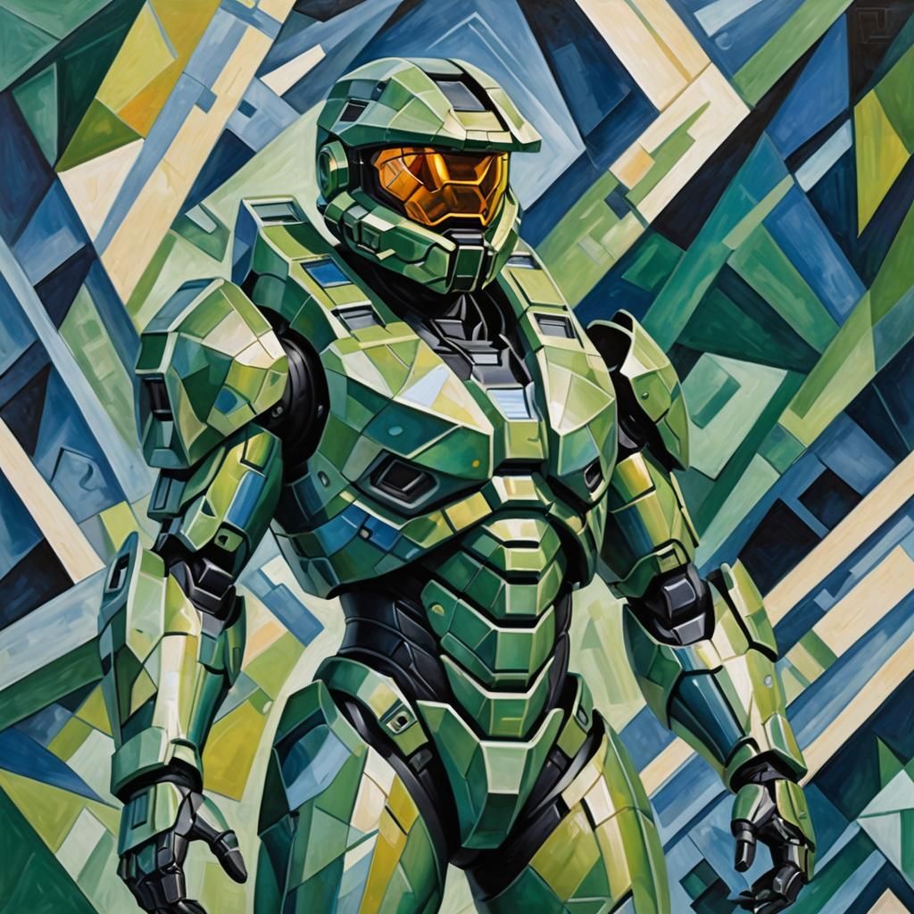 Cubist-style image featuring Master Chief & Cortana from the...