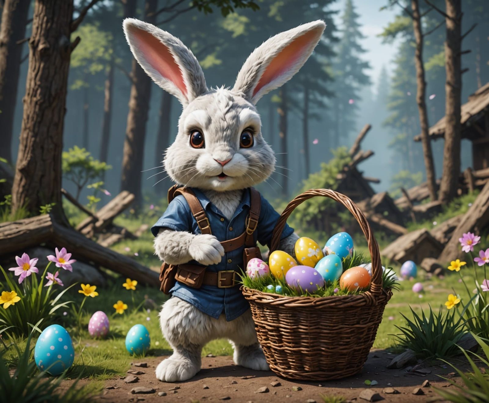 Rambo Easter Bunny with a basket