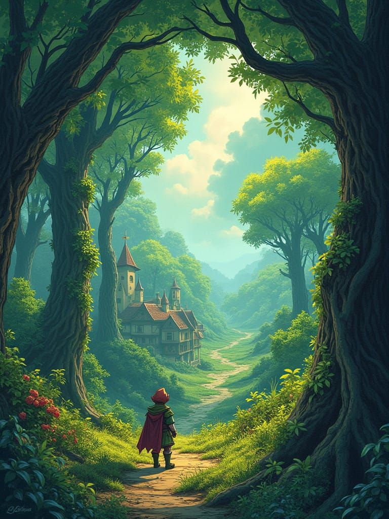 Medieval Forest Unfolds in a Dynamic Comic Style