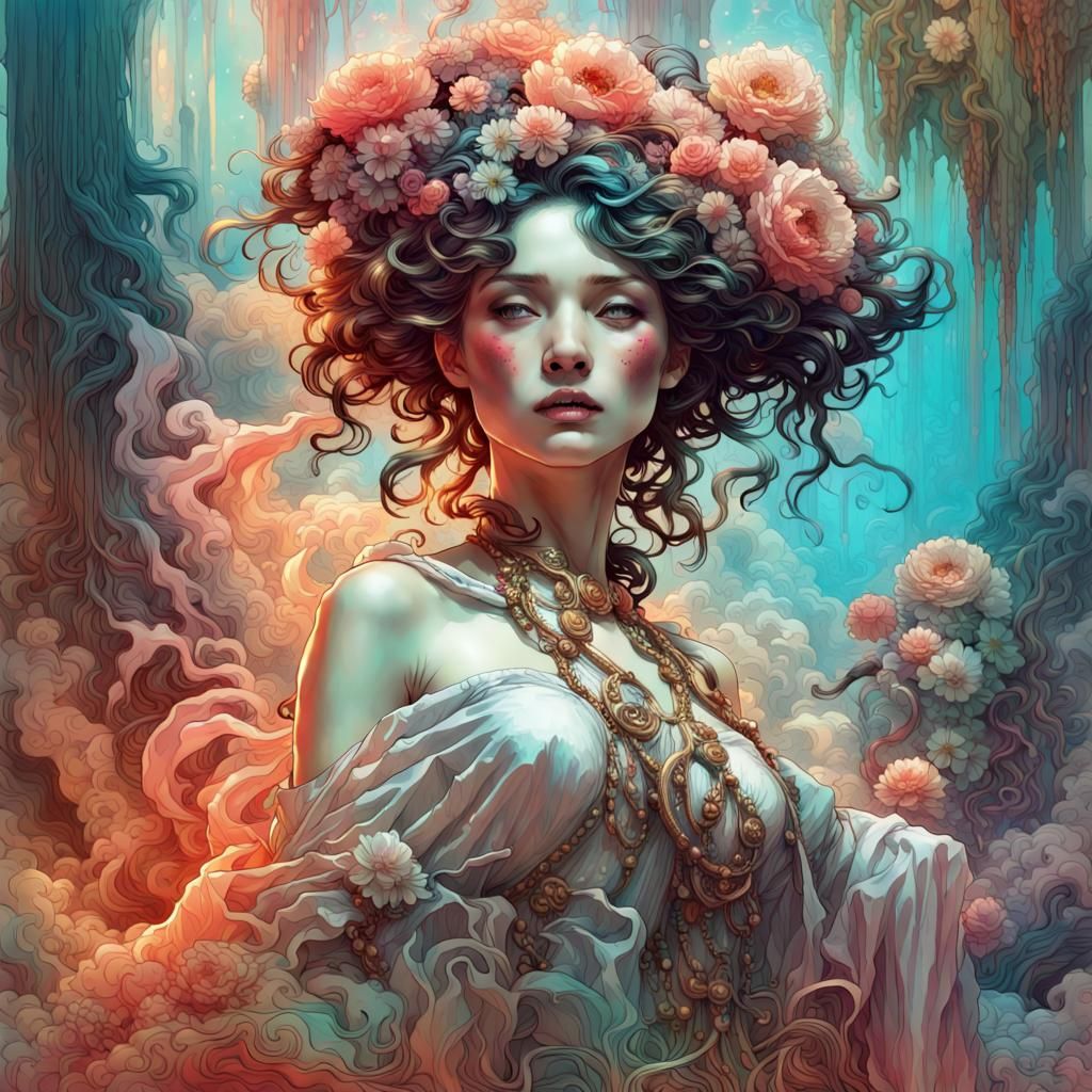 Psychedelic Holographic Art with Vibrant Colors