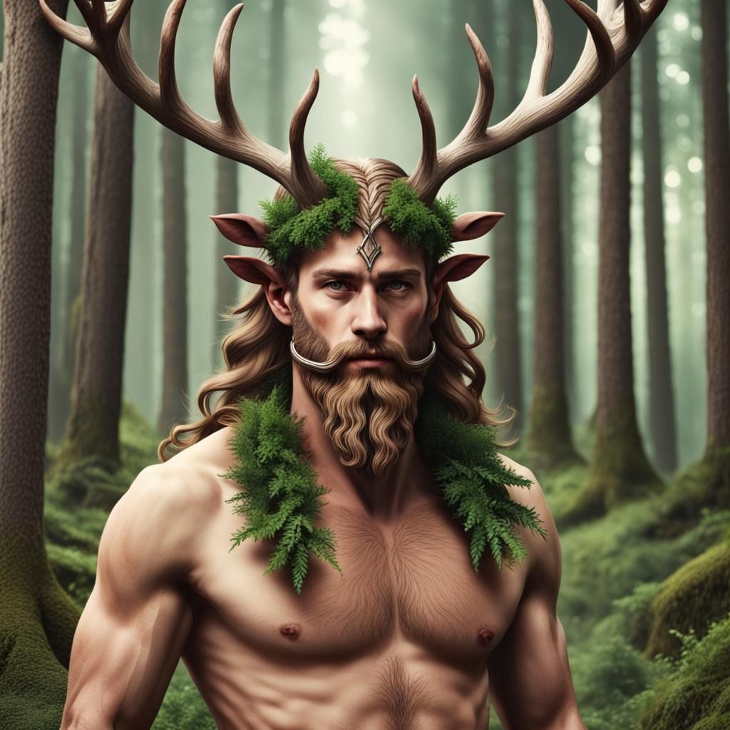 Modern Cernunnos in Beautiful Nature