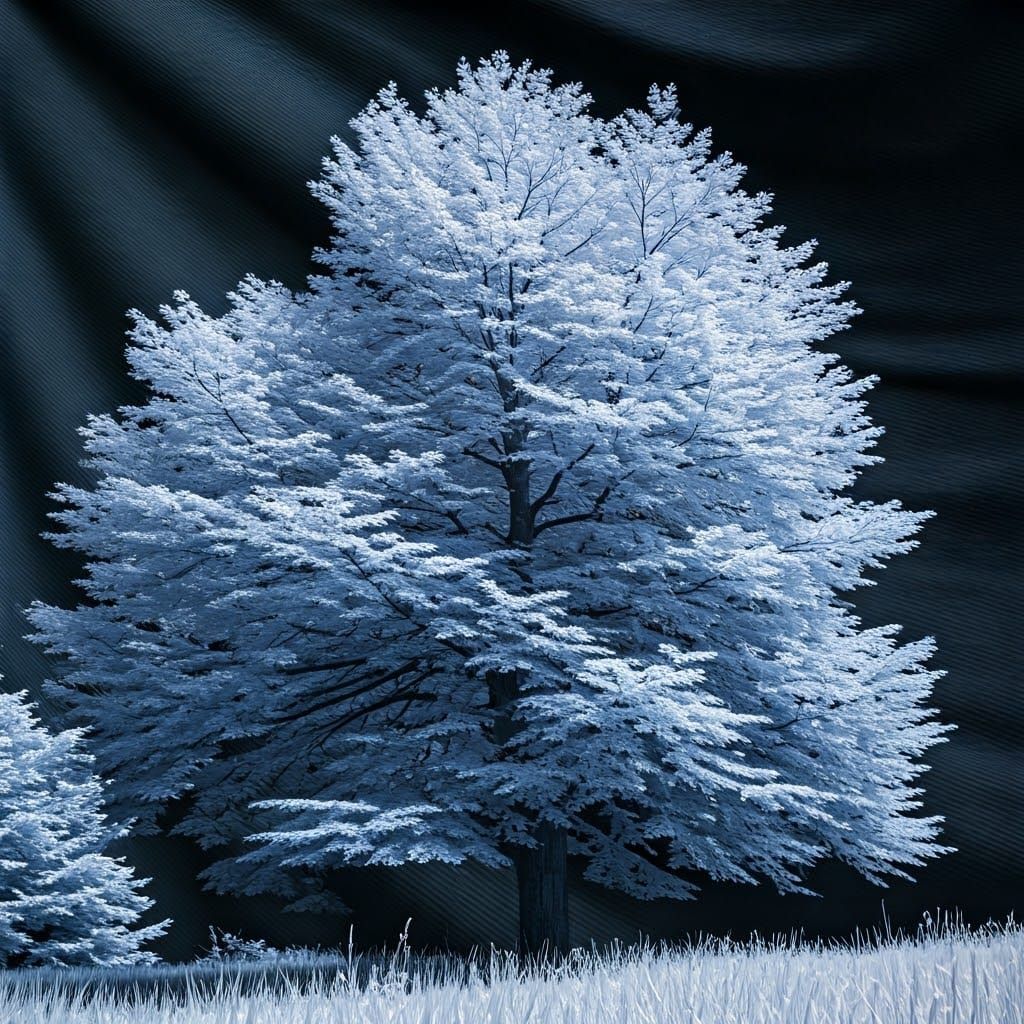 Moody Infrared Tree Silhouette with Textured Fabric
