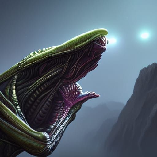 Detailed Alien Smoking Blunt: Matte Painting
