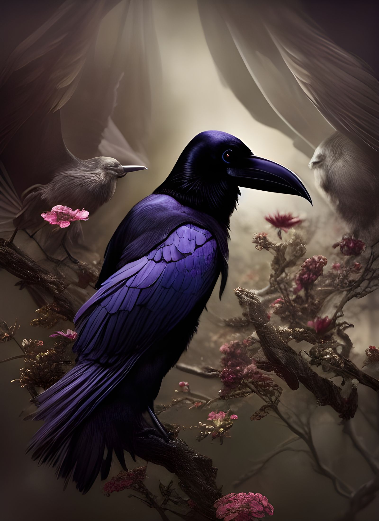 Hyperrealistic Raven Artwork in Detailed 3D Rendering