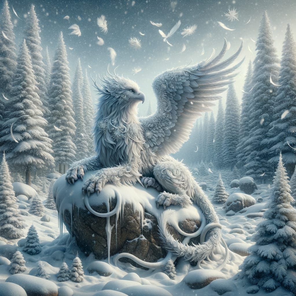 Griffin in Winter Wonderland Digital Art