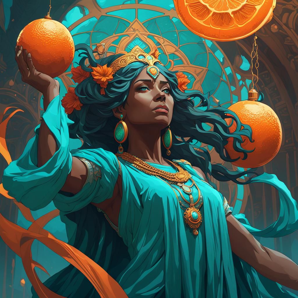 Symbolic Art: Overcoming Fear in an Orange and Teal Landscap...