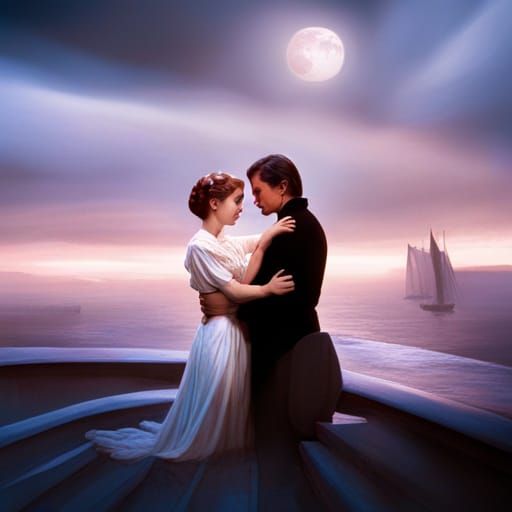 Titanic Scene with Princess Leia, Detailed Matte Painting