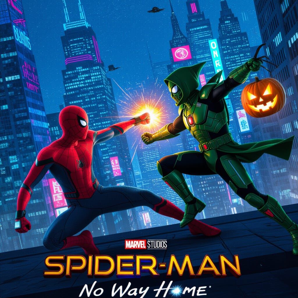 Futuristic Spider-Man vs. Green Goblin Movie Poster