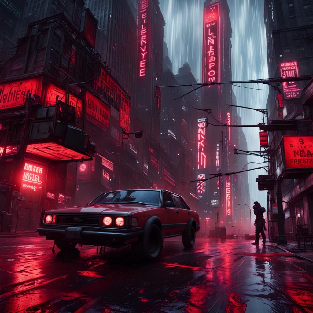 Cyberpunk New York City Raining Blood