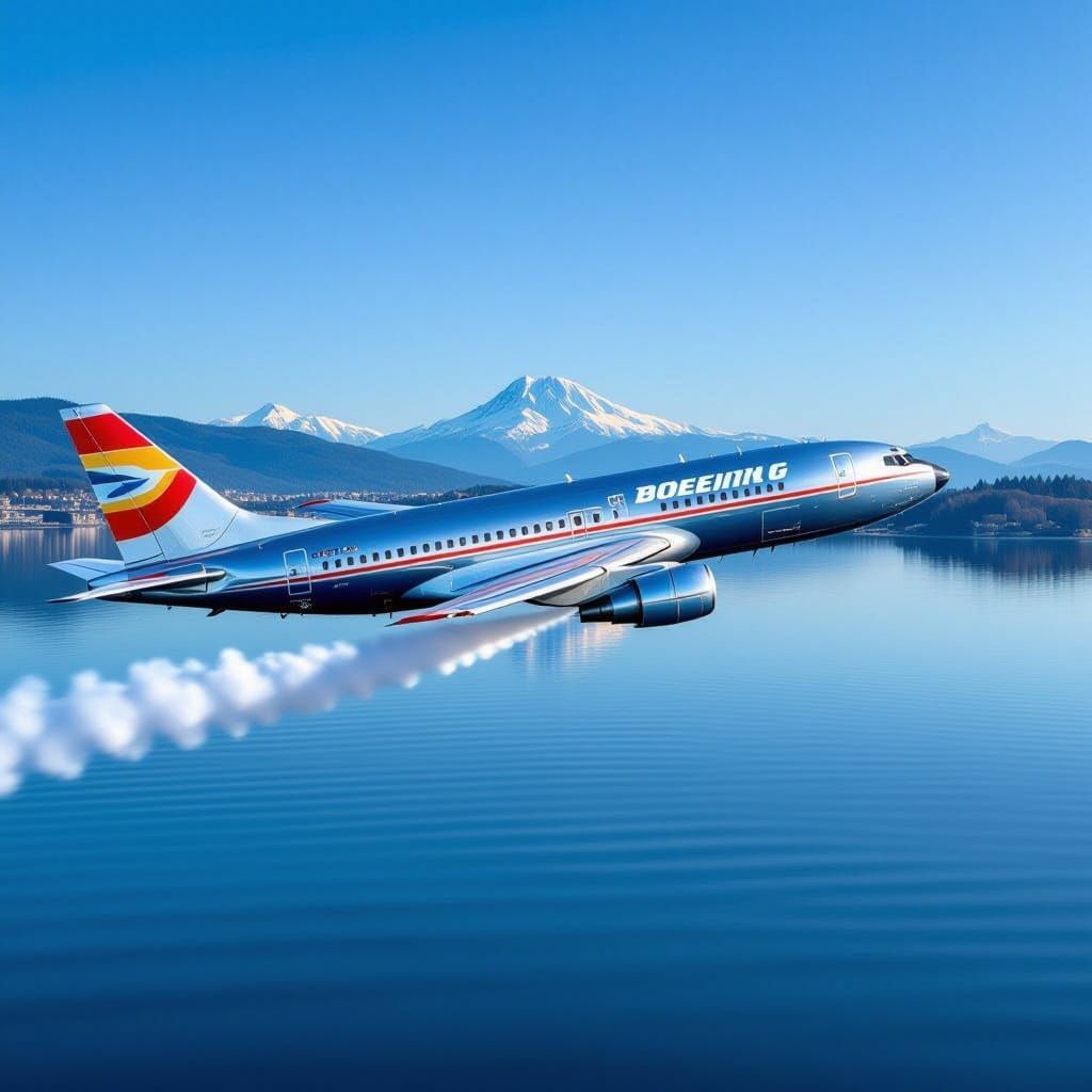 Vintage Boeing 707 Barrel Roll Over Lake Washington