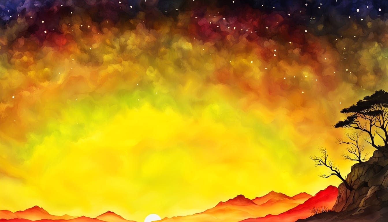 Otherworldly Sunset in Alcohol Ink Style