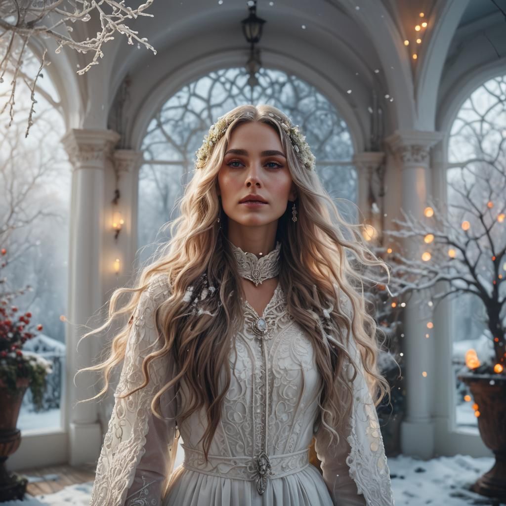 Woman in White Clothing, Digital Matte Painting