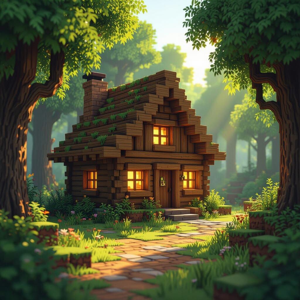 Rustic Birch and Dirt Minecraft Home in Forest Clearing