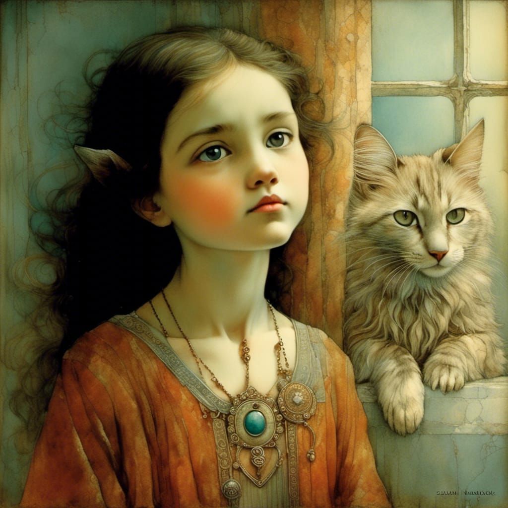 Dreamer at the Window in Surreal Portrait Style