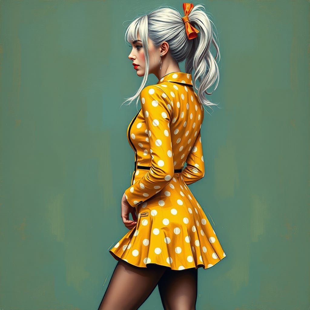 Silver Haired Woman Portrait in Impasto Oil Style