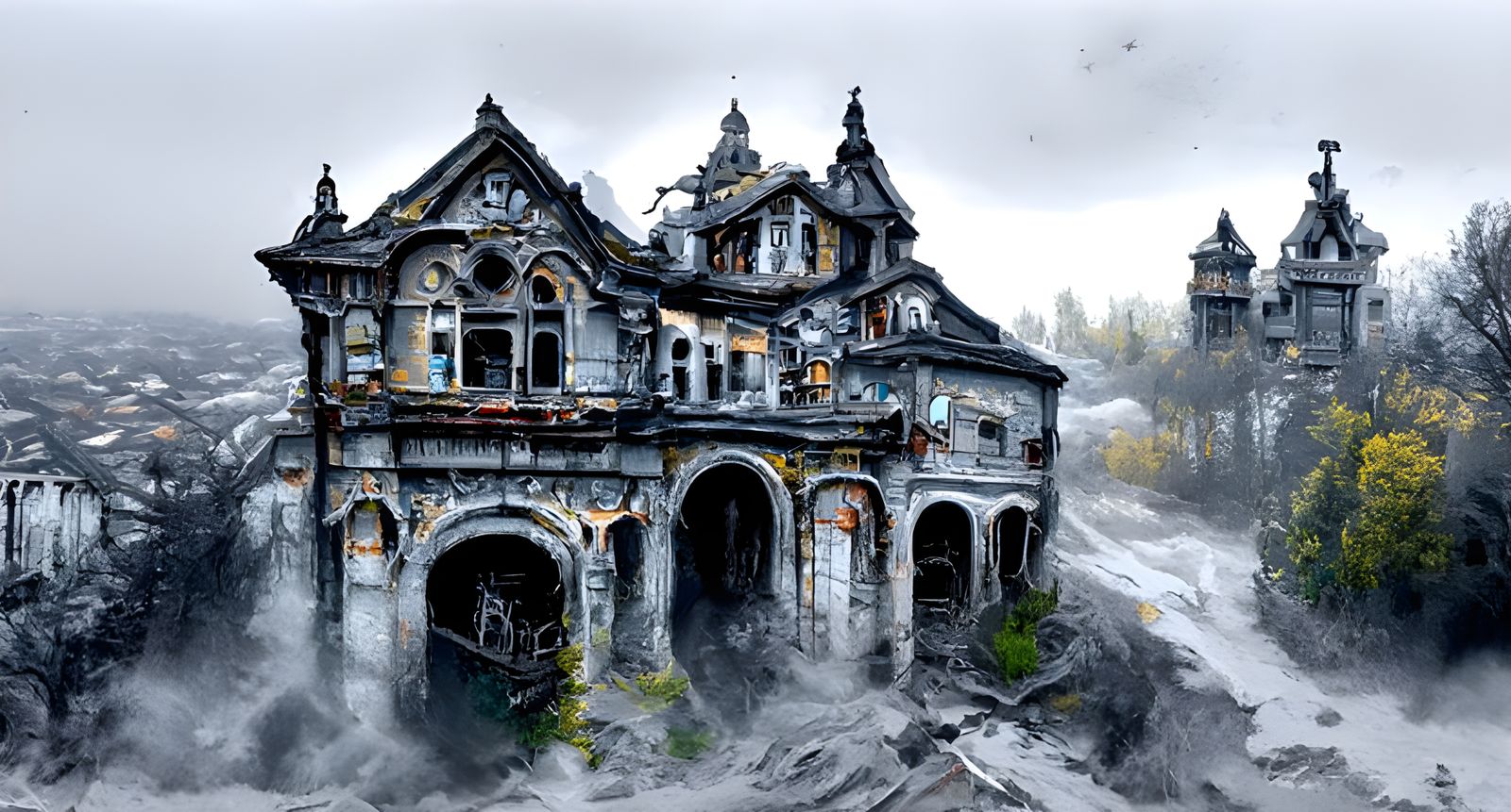 Eerie Aerial View of Abandoned Victorian Town