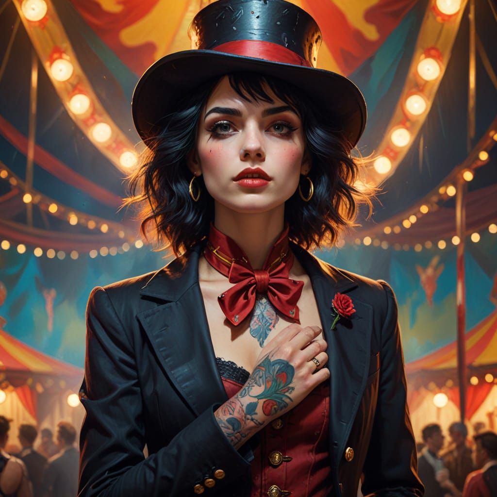Emo Ringmaster in Vibrant Oil Painting Style