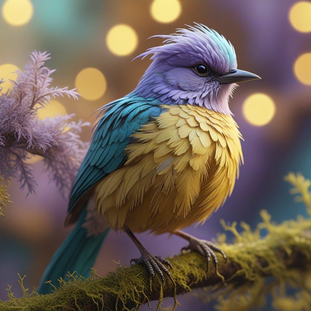 Surreal Bird with Pastel Plumage in Oil Painting Style