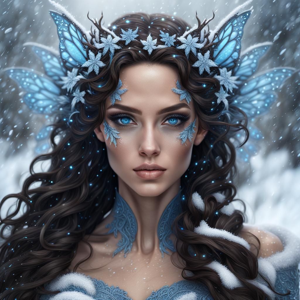 Winter Fairy in a Snowstorm: Fantasy Concept Art