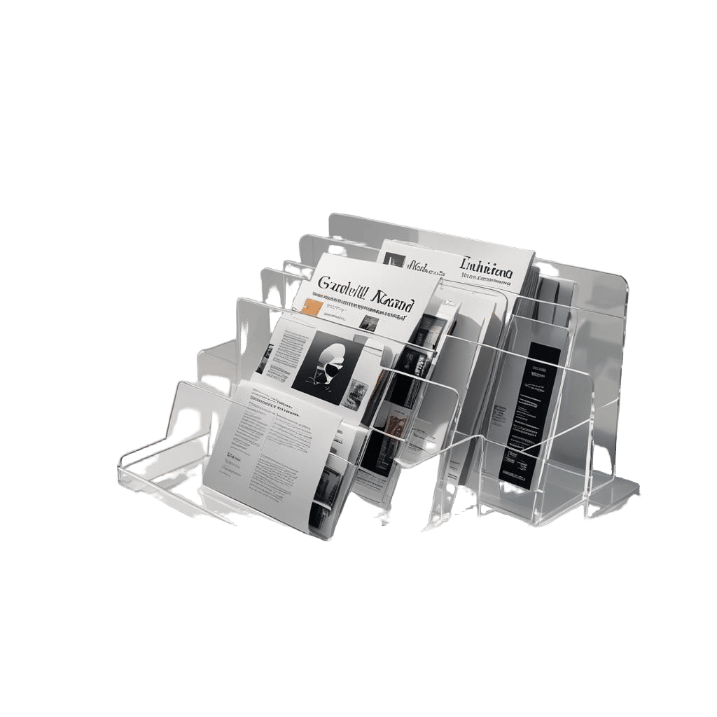 Clear Acrylic Literature Displays on White Counter