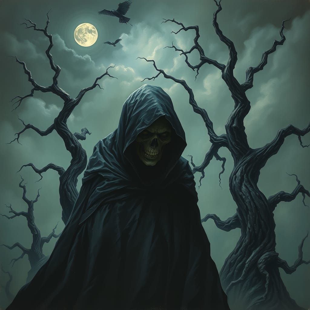 Ethereal Ghostly Figure in a Haunting Landscape