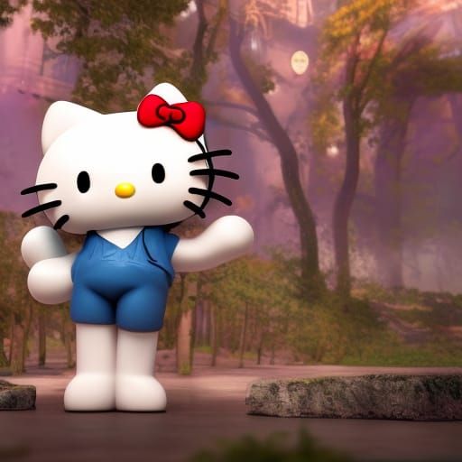 Hello Kitty as Human: 3D Art Station Render