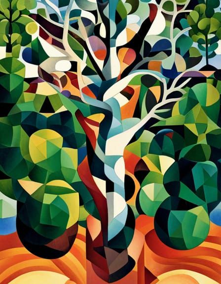 Orphism Style Tree with Geometric Composition