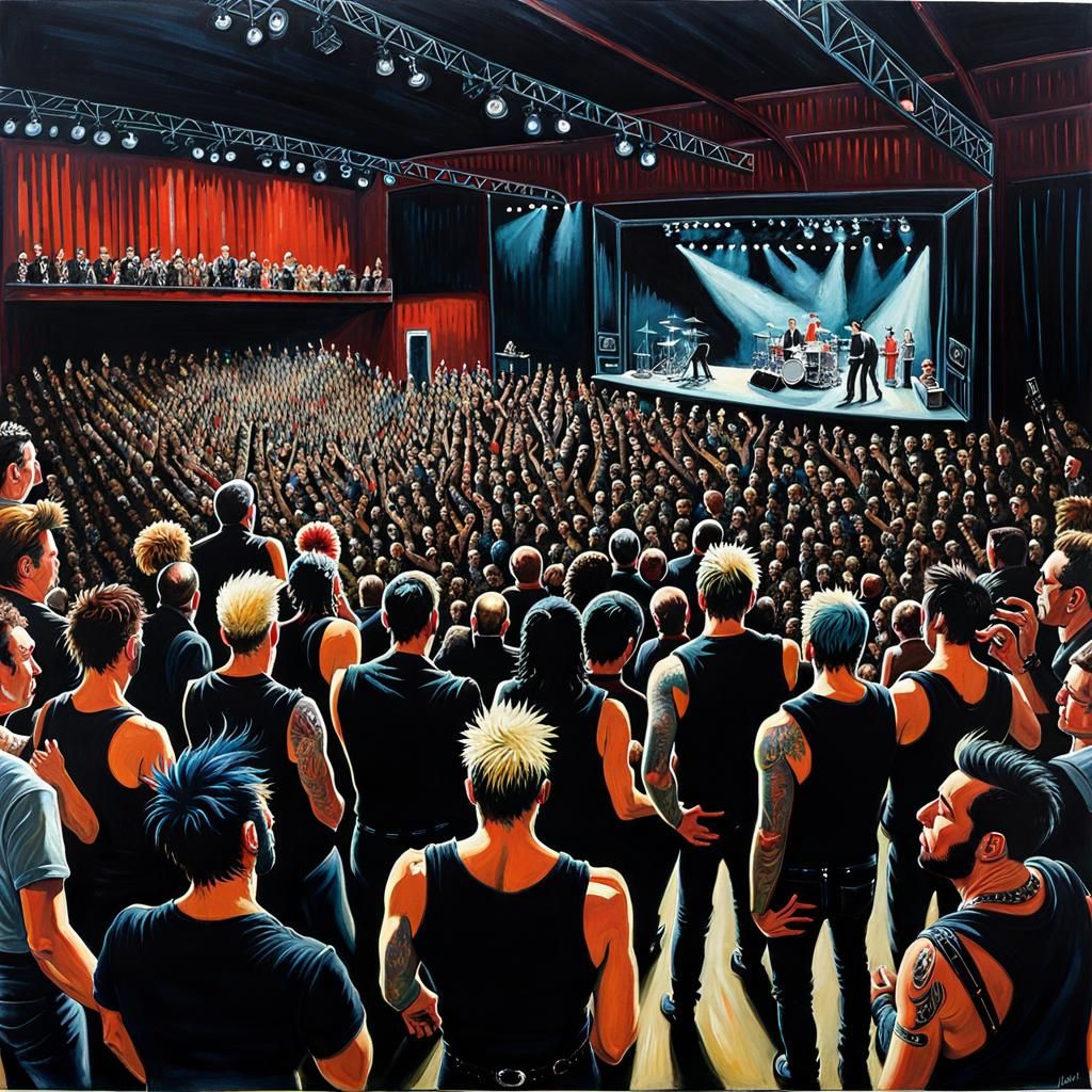 Punk Rock Concert in Small Venue Oil Painting