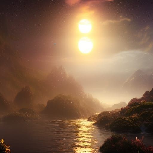 Water Droplet Reflecting Galaxy in Detailed Matte Painting