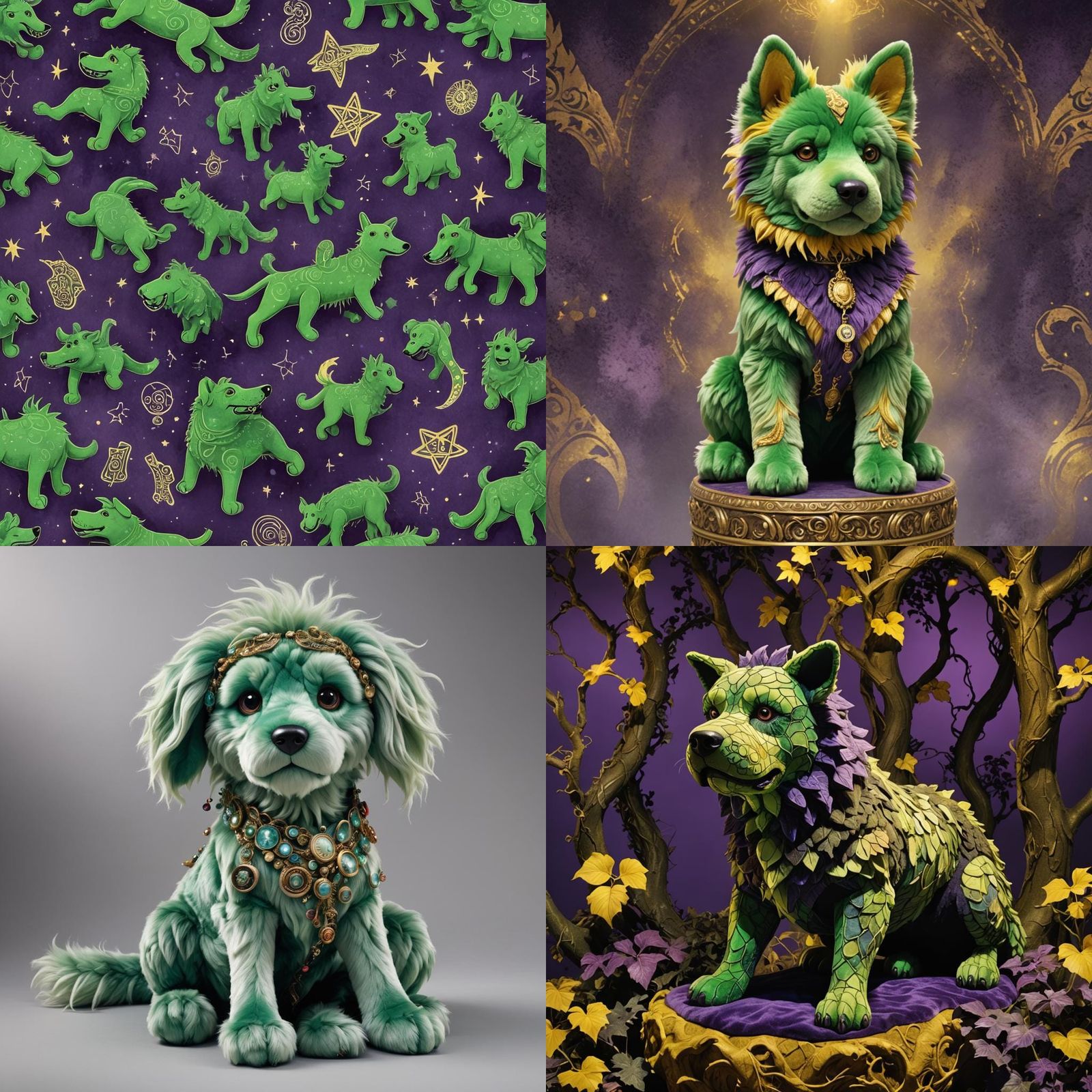 Green Plush Dog: Dark Fantasy Concept Art