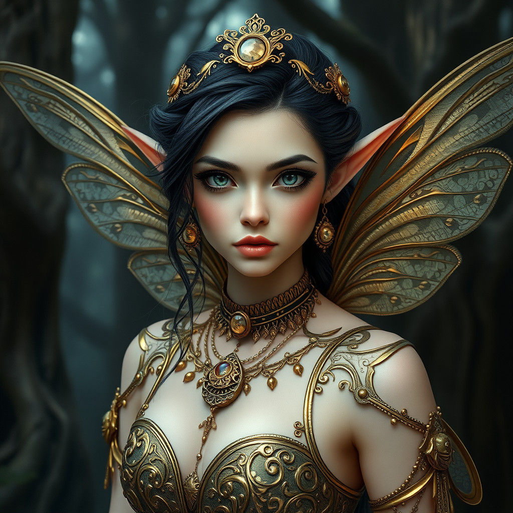 Steampunk Fairy Elf in Misty Forest, 8K