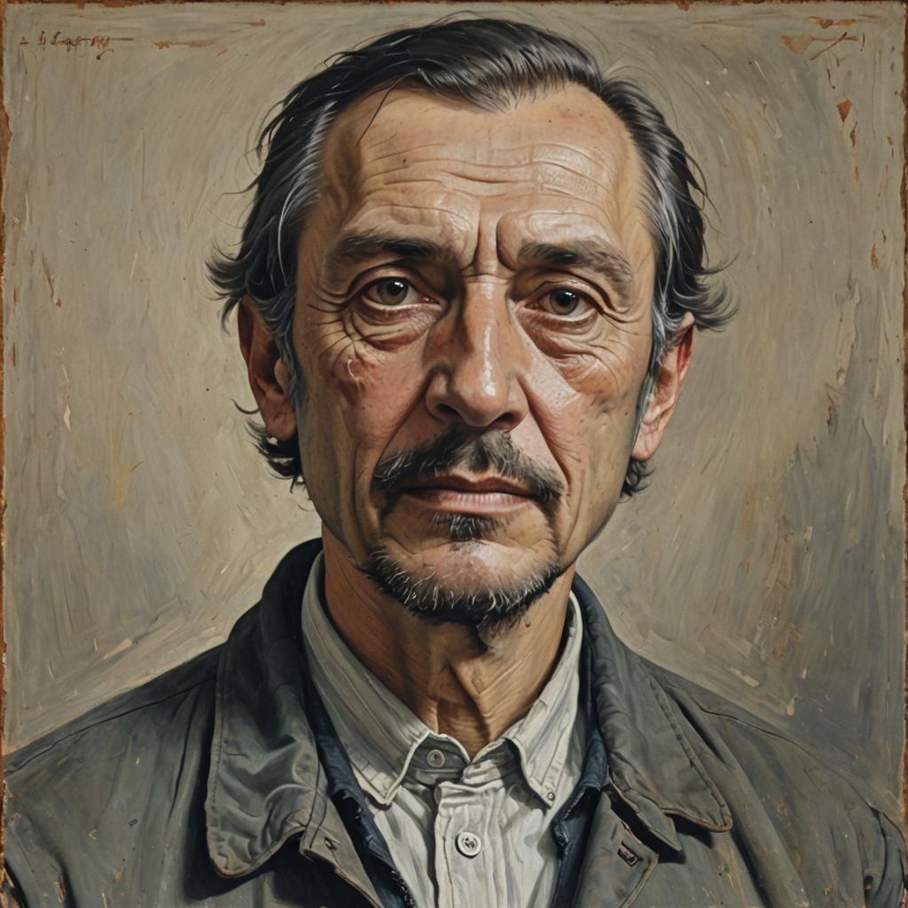 Contemplative Portrait in Black and White