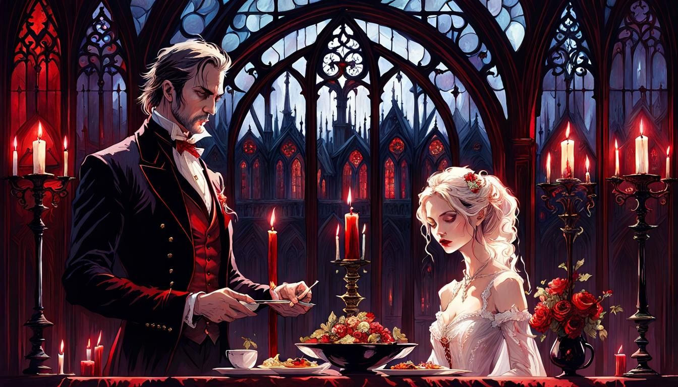 Vampire's Wedding Night: Gothic Fantasy Illustration