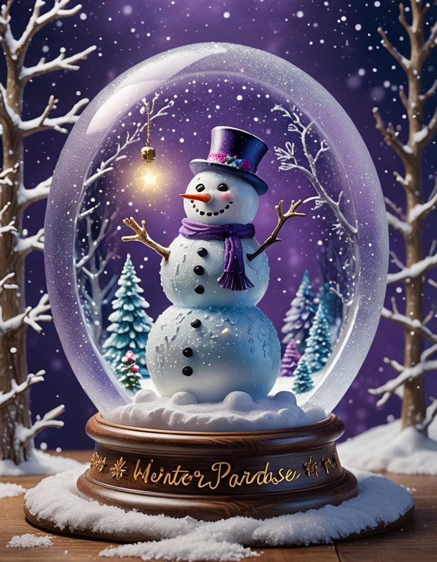 Snowman in Snow Globe: A Winter Paradise