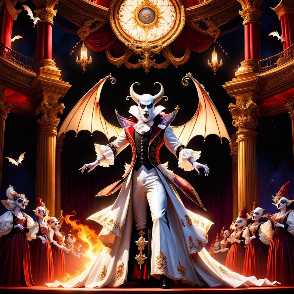 Albino Vampire Opera Singer on Baroque Stage