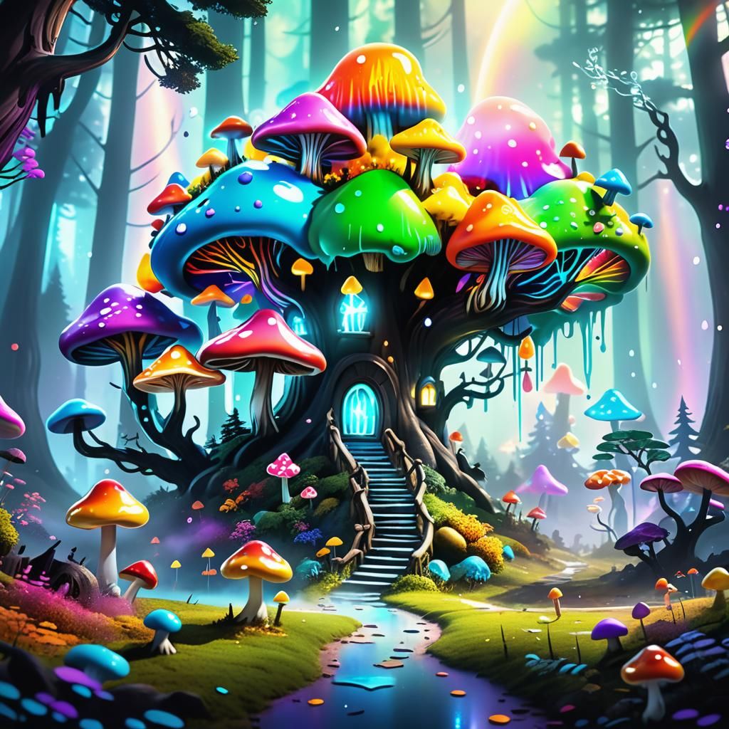 Colorful Candy Forest: Hyper-Realistic Digital Illustration