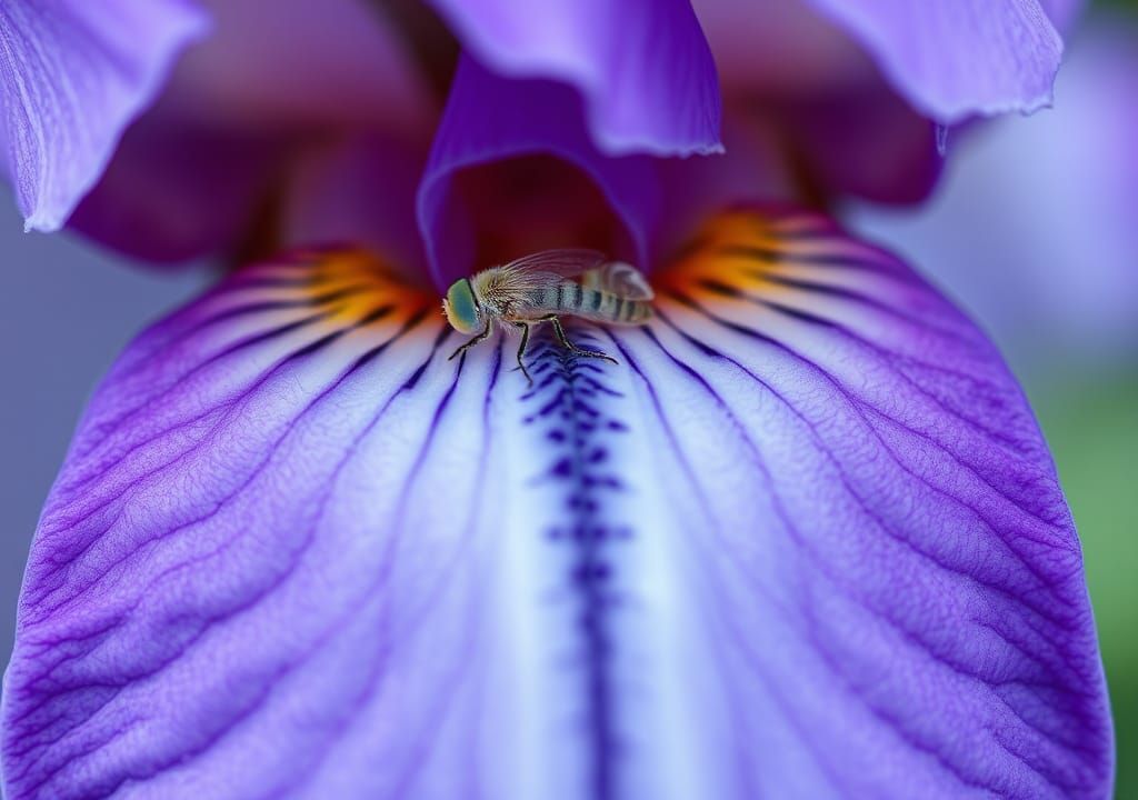 Glass Eye Reflecting Translucent Iris Wildflowers