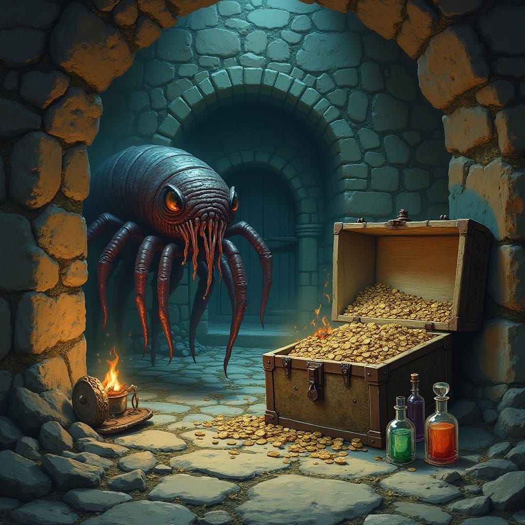 Subterranean Terrors: Carrion Crawlers Guard Ancient Treasur...