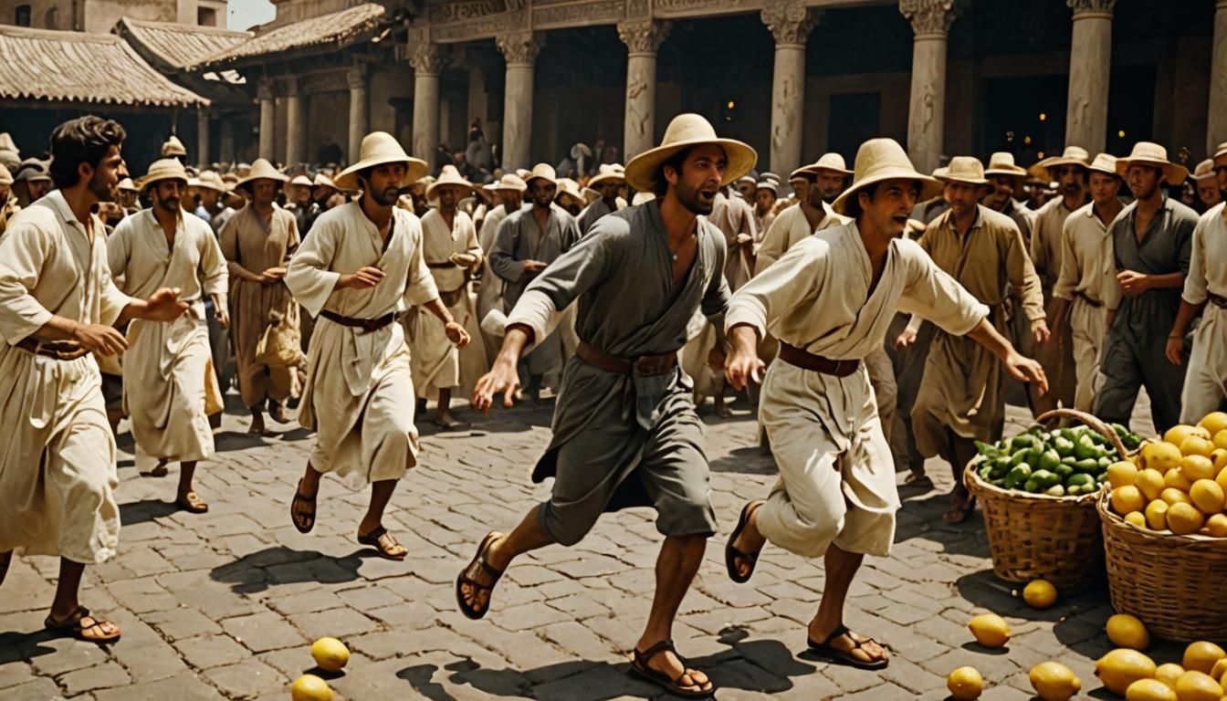 Ancient Rome: Freedman Chasing Boys in Marketplace
