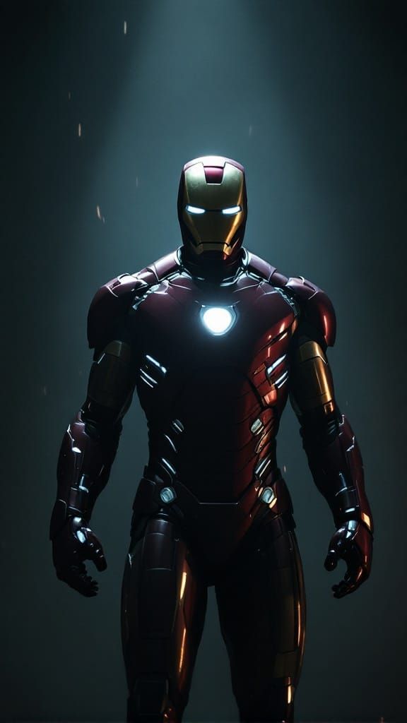 Epic Iron Man in Heroic Metallic Armor