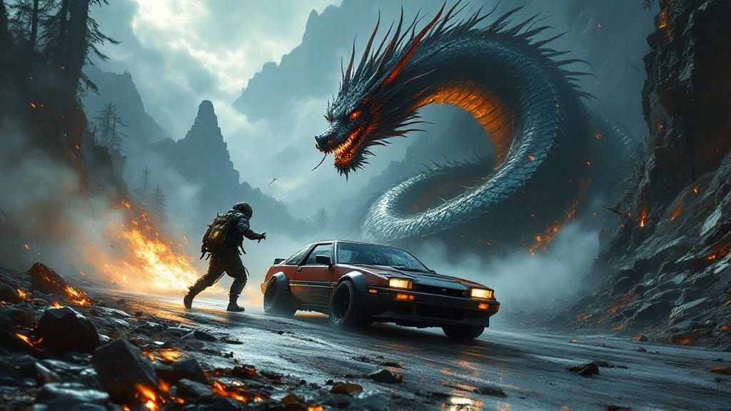 Dark Fantasy Racing: AE86 Drifts Past Cursed Dragon