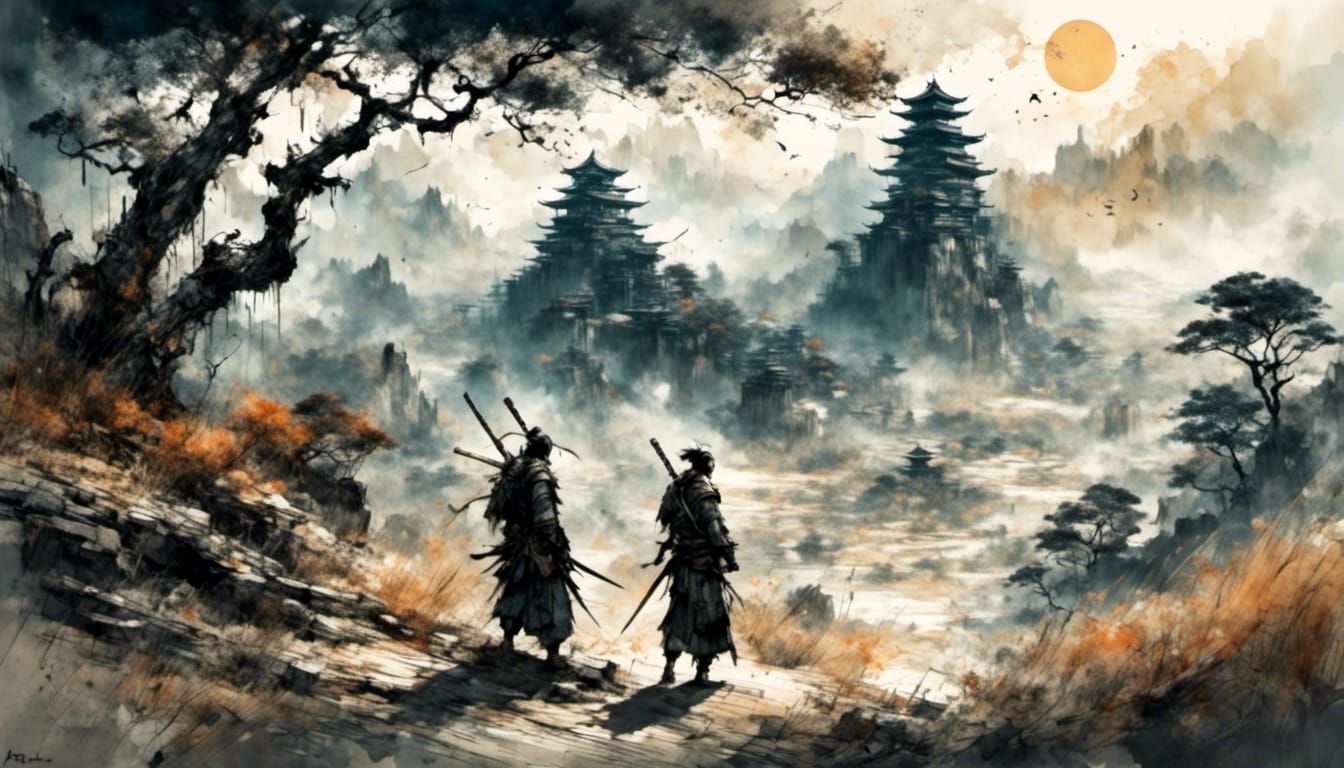 Samurai Kata in Golden Hour: Anime-Inspired Concept Art