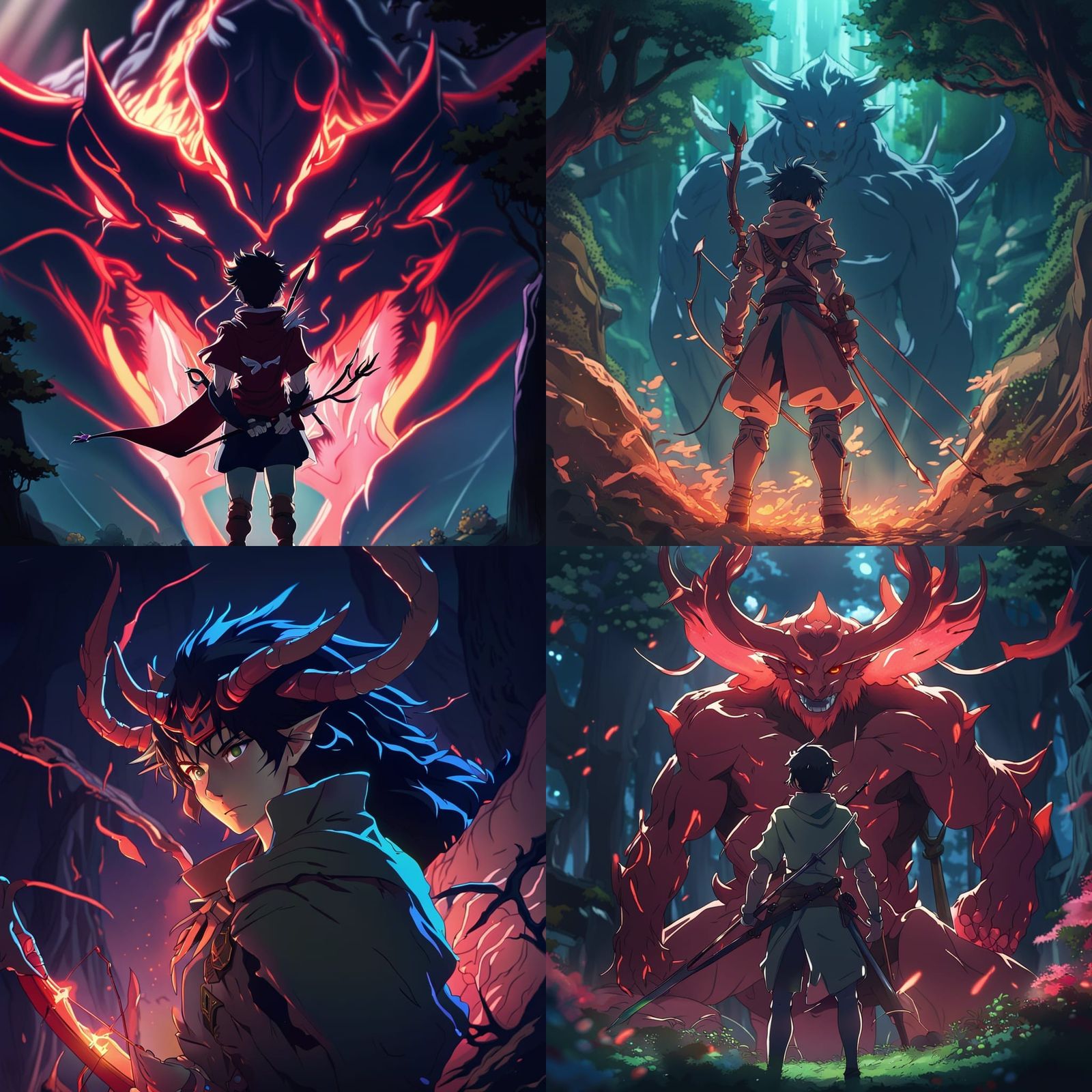 Anime Demon Archer in Studio Ghibli Style