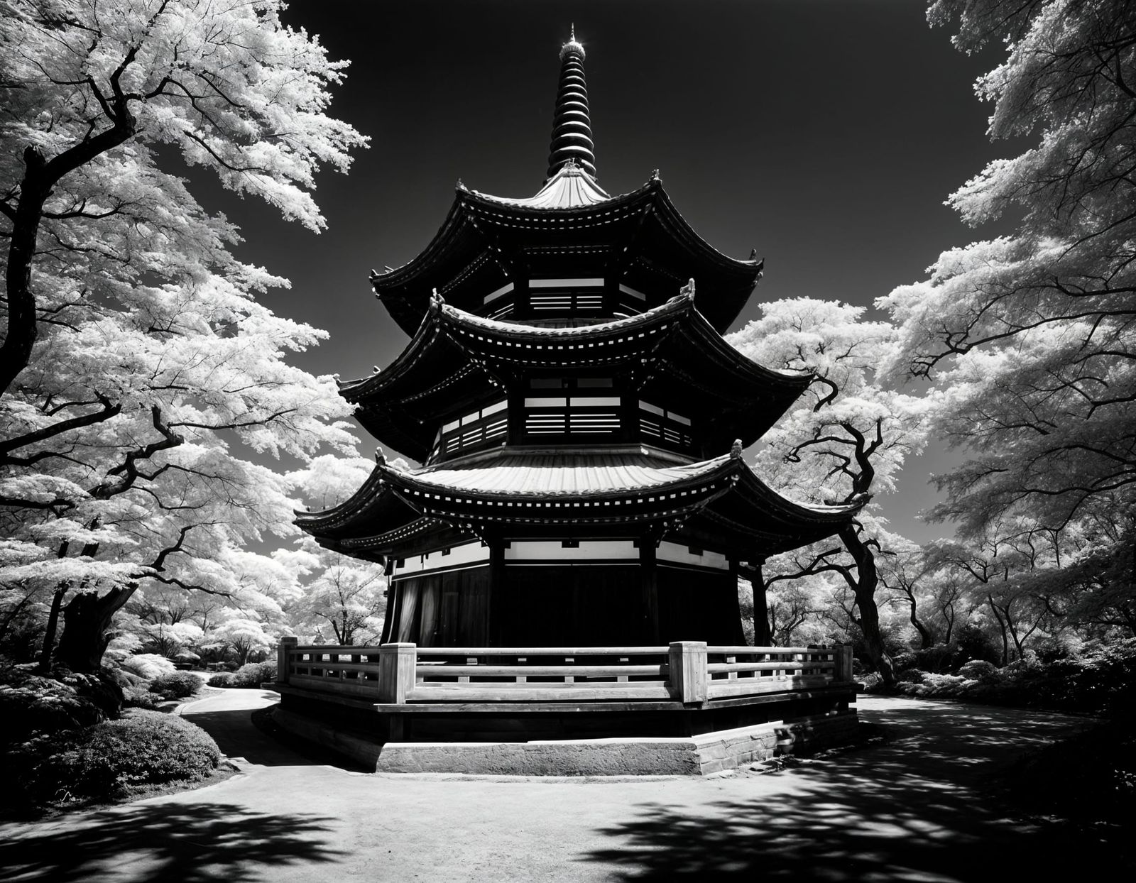Infrared Fisheye View of Botanical Garden
